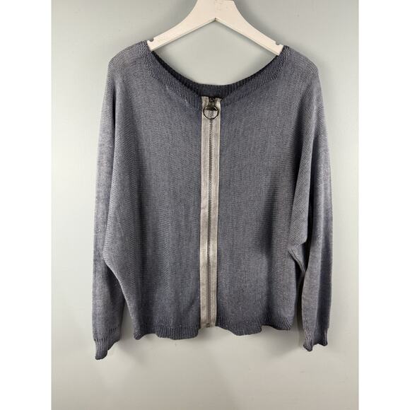 Gigi Moda Womens Sweater One Size OS Blue Sparkle Batwing Shimmer Metallic - Picture 1 of 5